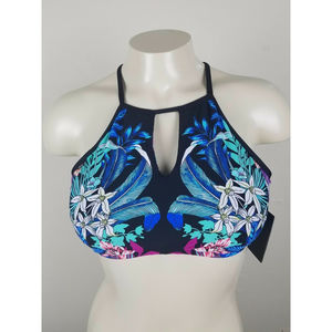 Kenneth Cole Womens Tropical Tendencies High Neck Swim Top M NWT